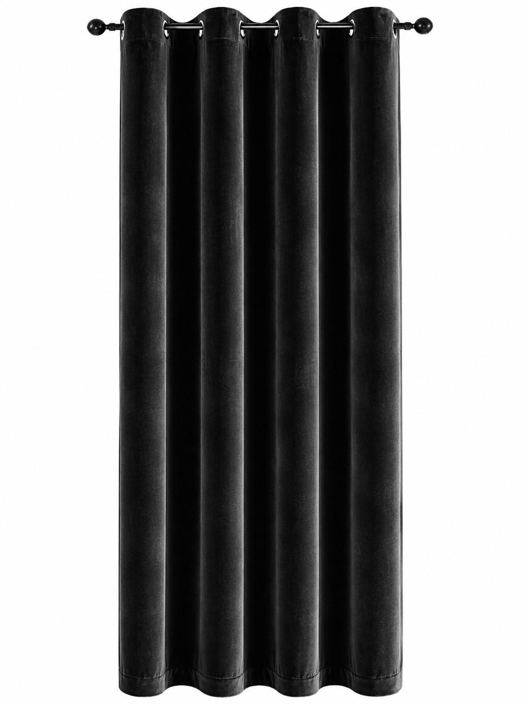 VORHANG Ösen Samt 300/245 cm Schwarz - Schwarz, Textil (300/245/245cm) - TiborTex