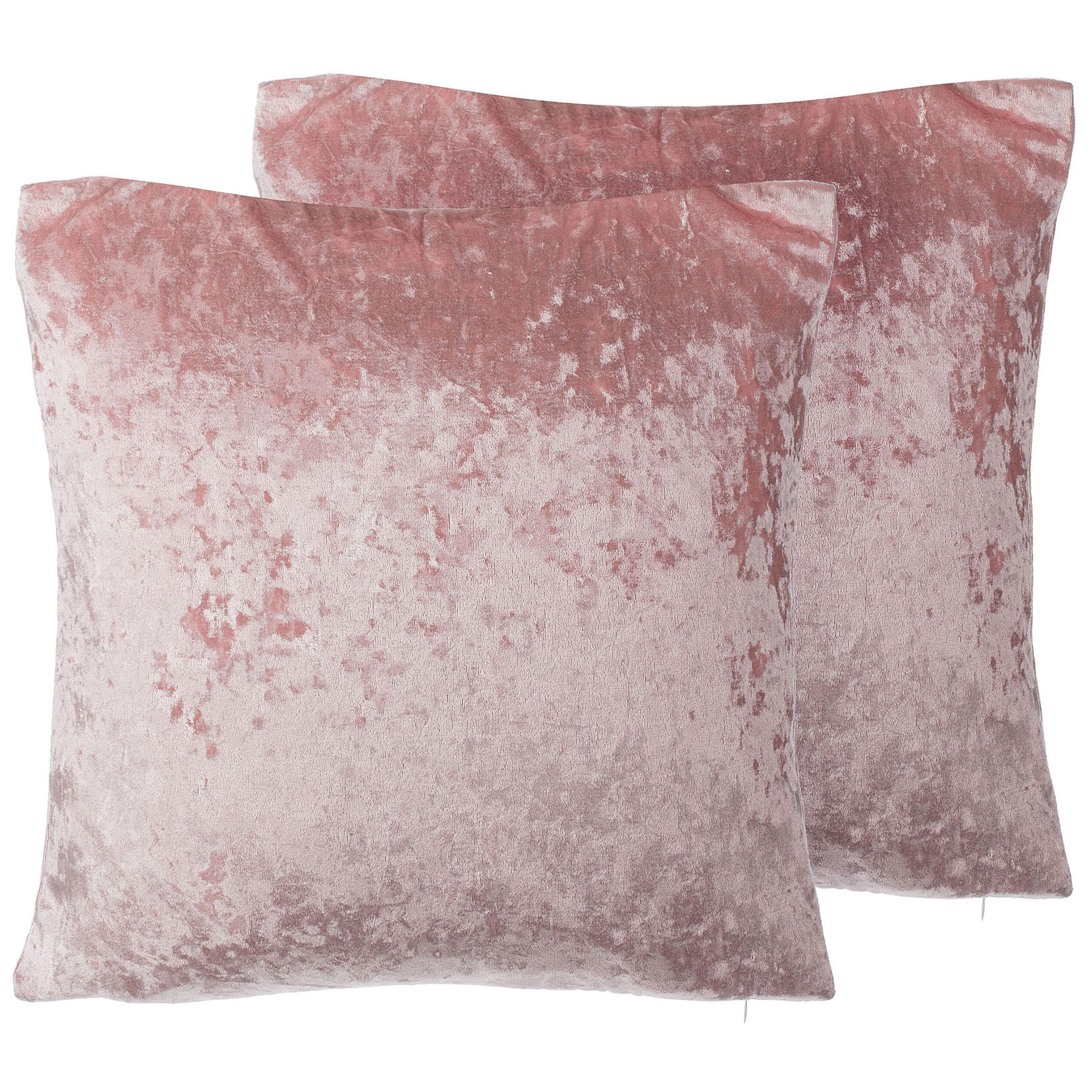 DEKOKISSEN 2er-Set Rosa 45/45 cm Hosta - Pink, Textil (45/45cm) - Beliani