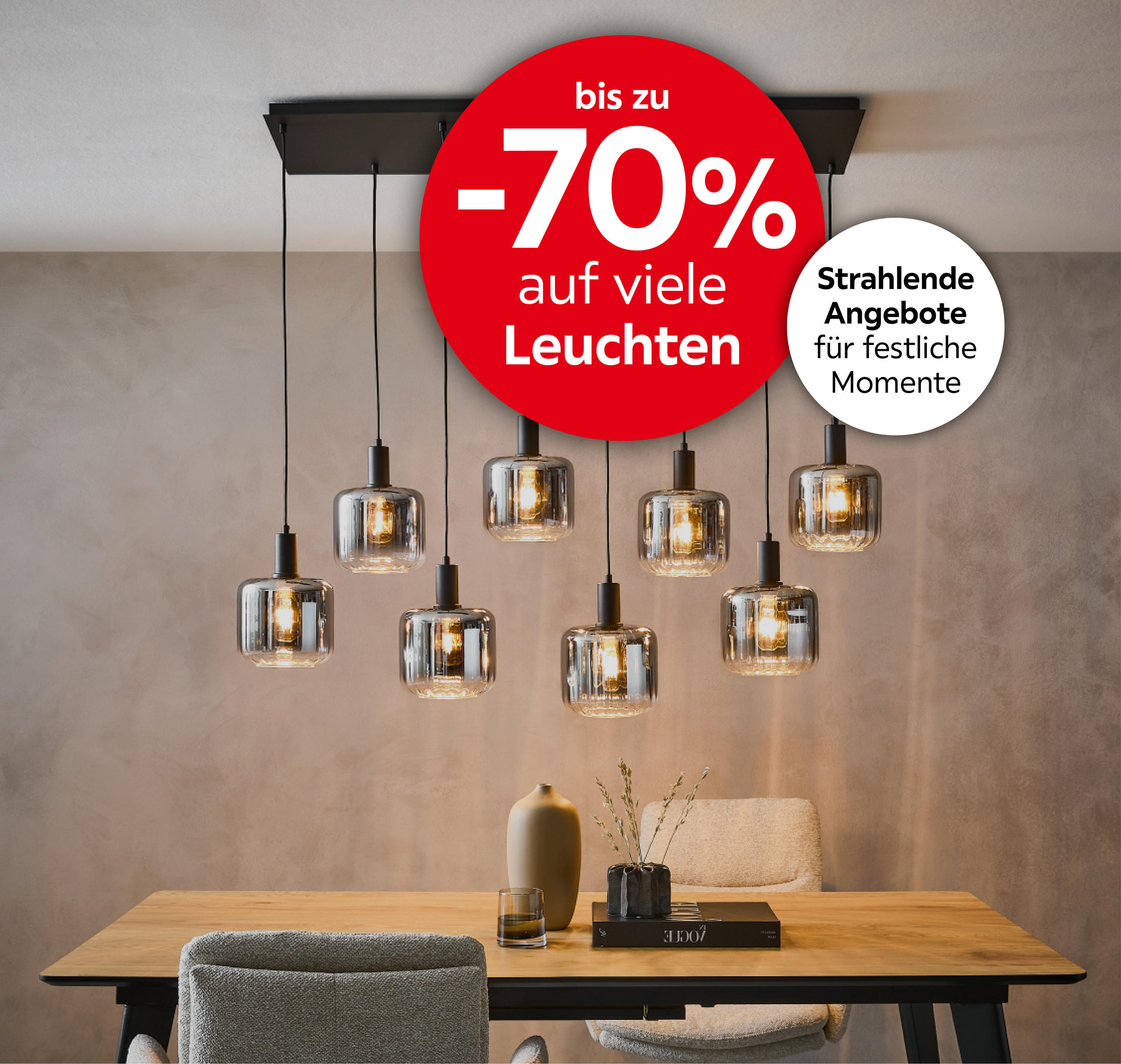 Bis zu-70% auf viele Leuchten; Strahlende Angebote für festliche Momente