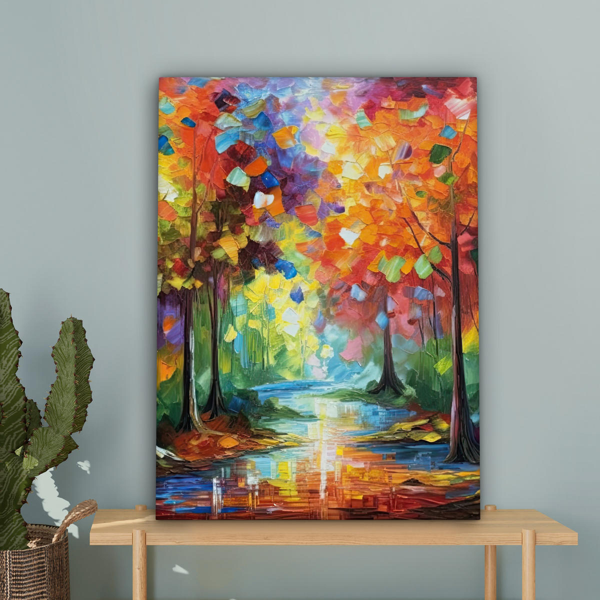 LEINWANDBILD Landschaft - Wald - Farben - Natur 60x80 cm - Multicolor, Textil (60/80cm) - MuchoWow