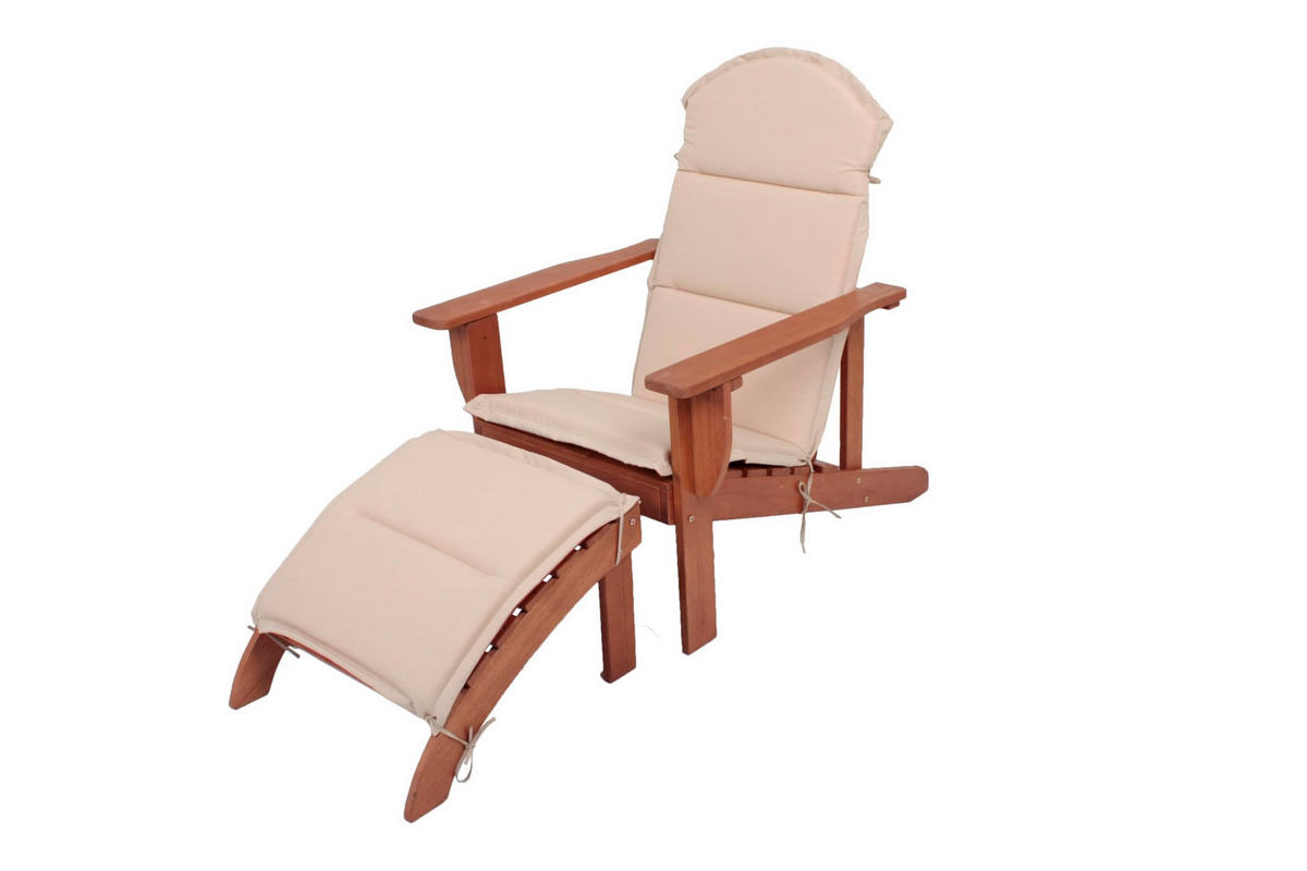ADIRONDACK-STUHL Markus mit Auflage Eukalyptus Liegestuhl - Naturfarben, Holz (70/93/142cm) - DELUKE