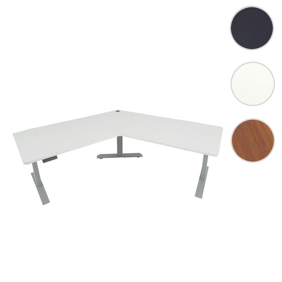 SCHREIBTISCH rechteckig Weiß, Grau - Weiß/Grau, Metall (75/257/121cm) - Jamb