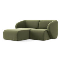 ECKSOFA Links Samt Stoff Grün - Schwarz/Olivgrün, Holzwerkstoff/Kunststoff (178/166cm) - Makamii