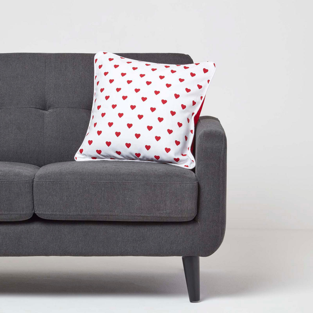 KISSENHÜLLE Herzen 45/45 cm, 100% Baumwolle - Rot, Textil (45/45cm) - Homescapes