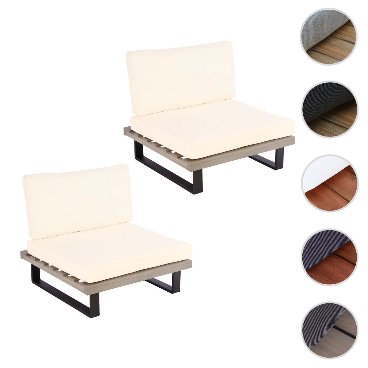 LOUNGE-SESSEL Schwarz, Grau, Cremeweiß - Schwarz/Weiß, Holz (82/75/82cm) - MCW