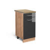 KÜCHENUNTERSCHRANK R-Line Anthrazit Hochglanz 40 cm, AP Eiche - Anthrazit/Eiche Wotan, Holzwerkstoff (40/81.6/60cm) - Vicco