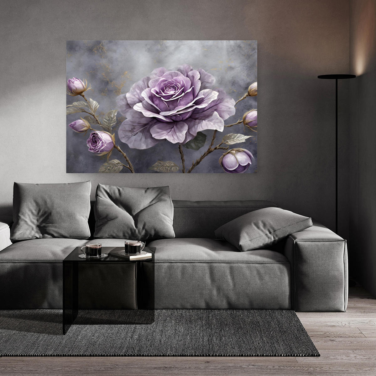 WANDBILD rose blume natur botanik - Lila, Textil (60/40cm) - Feeby