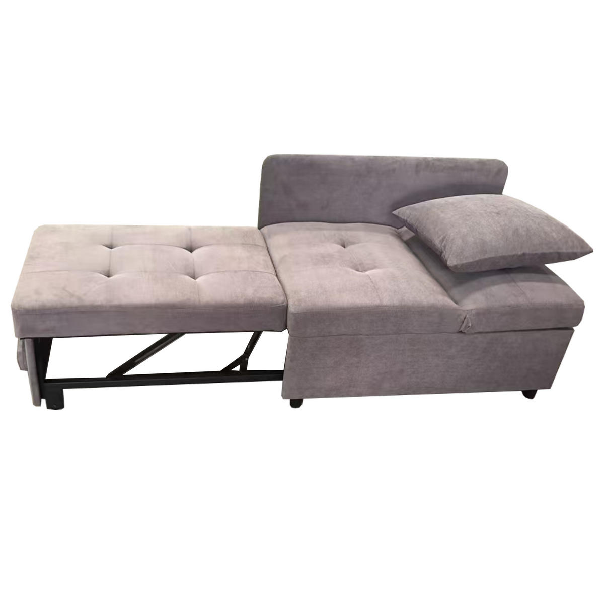 SCHLAFSOFA Leinen Grau mit verstellbarer Rückenlehne und inkl. Kissen - Taupe, Holzwerkstoff/Textil (177/65/68cm) - WISHDOR