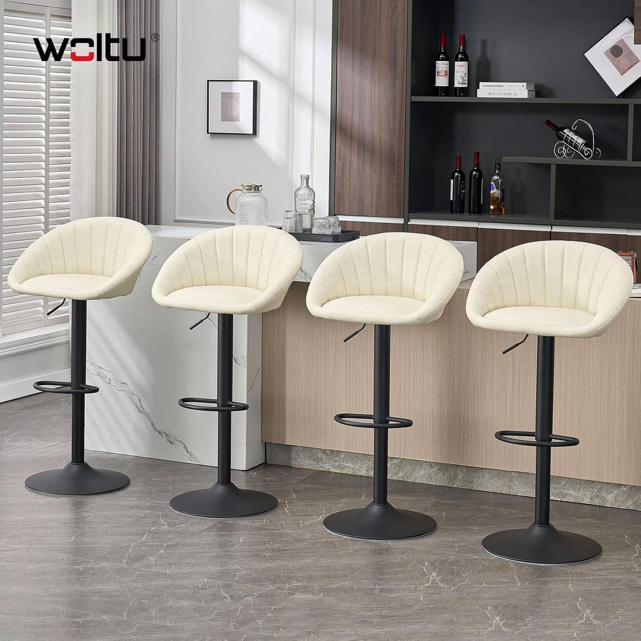 Thumbnail - Woltu Barhocker, Beige, Kunststoff, Säule, 53x83x45 cm, Esszimmer, Barmöbel, Barhocker