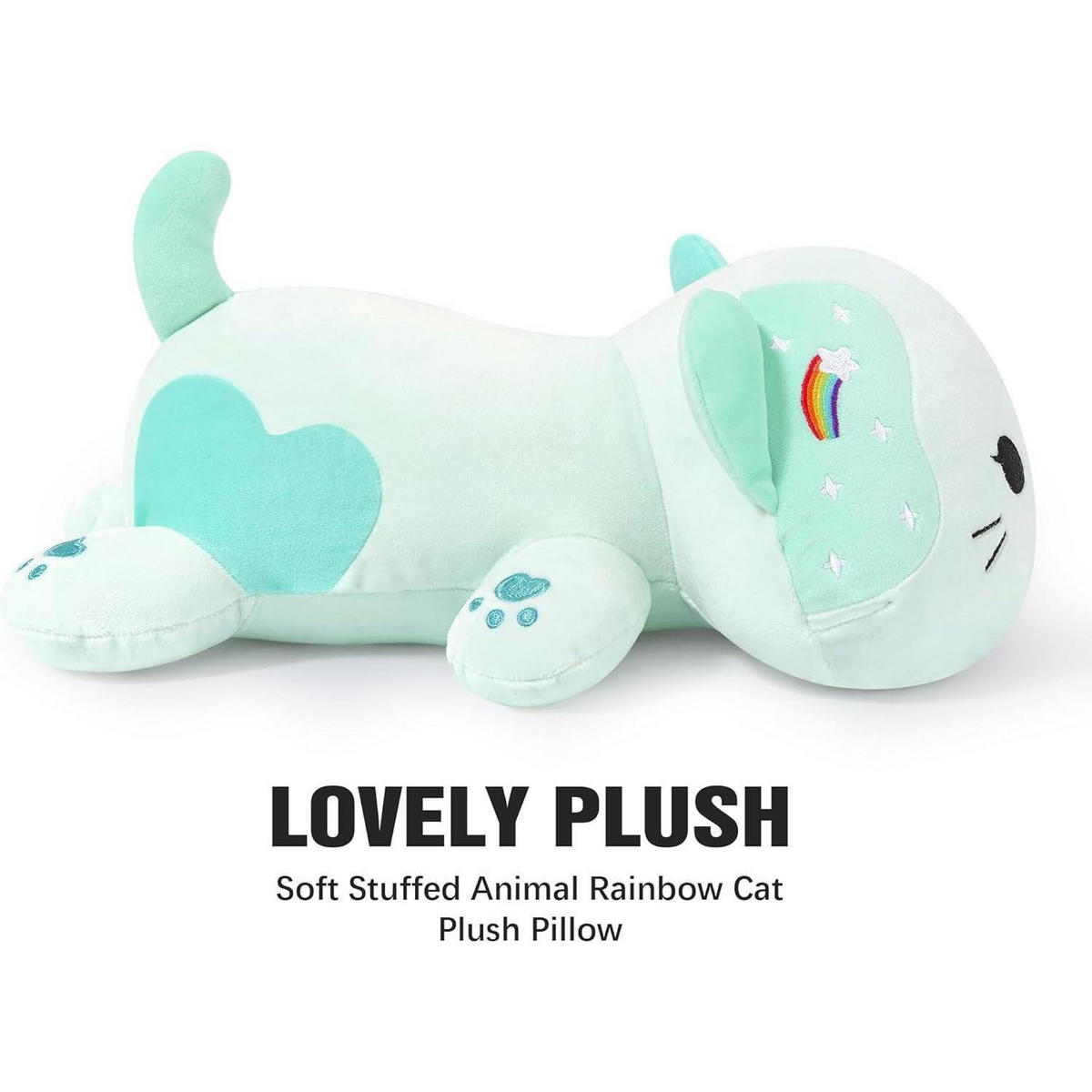 PLÜSCHTIER Katze, Kawaii Kätzchen Plüsch Kissen in türkis - Türkis, Textil (28/50cm)