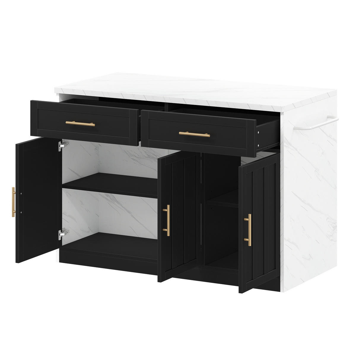 KÜCHENINSEL mit Barbereich 120 x 60 x 91 cm Schwarz - Schwarz, Holz (60/91/120cm) - Beauniv
