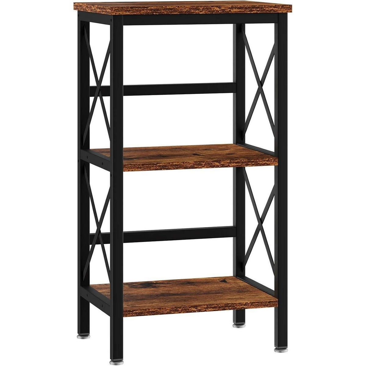 BÜCHERREGAL mit 3 Ablagen, X-Rahmen, rustikales Braun, 40 x 29 x 75 cm - Braun, Holzwerkstoff (29/75/40cm)