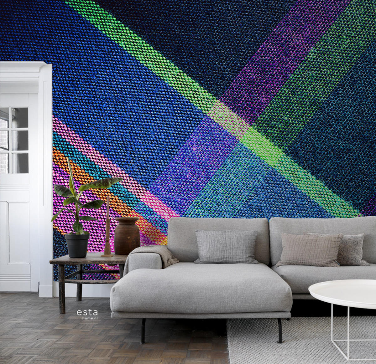 FOTOTAPETE Karomuster 400 x 279 cm - Lila, Papier (400/279cm) - ESTAhome