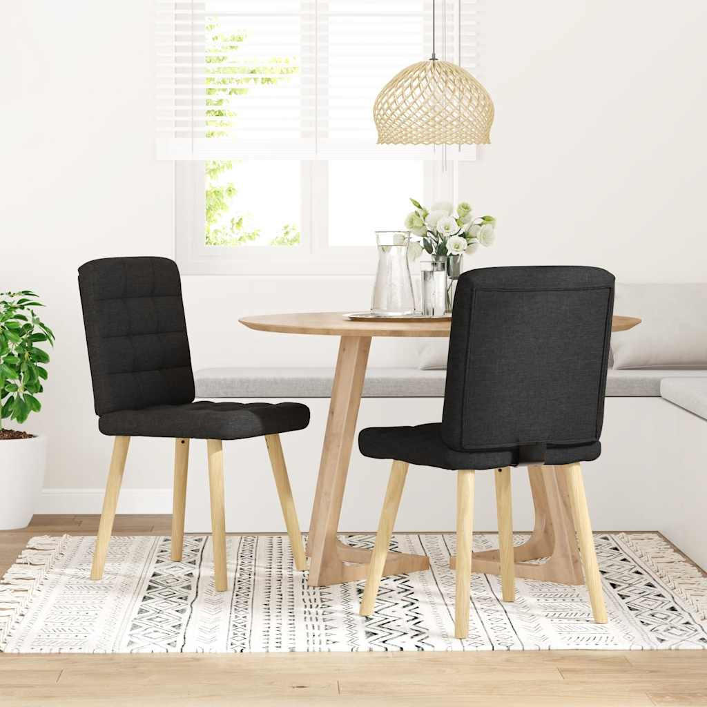 ESSZIMMERSTÜHLE 2 Stk. Schwarz Stoff 45*54*86cm - Schwarz, Metall (45/86/54cm) - ZMH