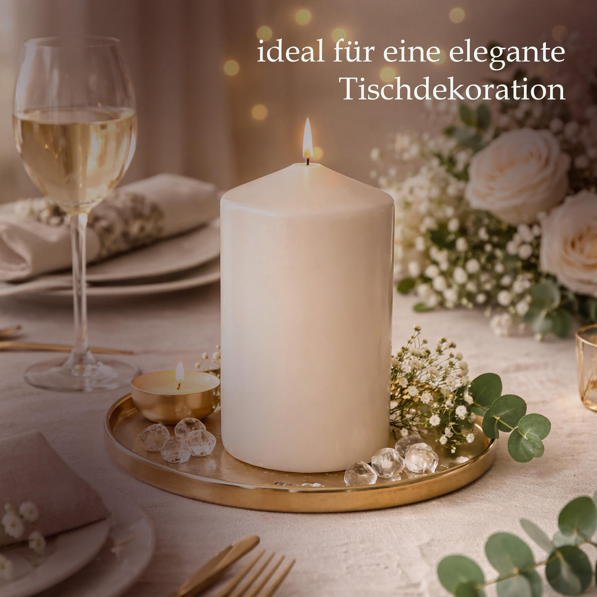 STUMPENKERZEN Ø7cm x 15cm Beige (2er Pack) - Beige, Naturmaterialien (15cm) - HS Candle