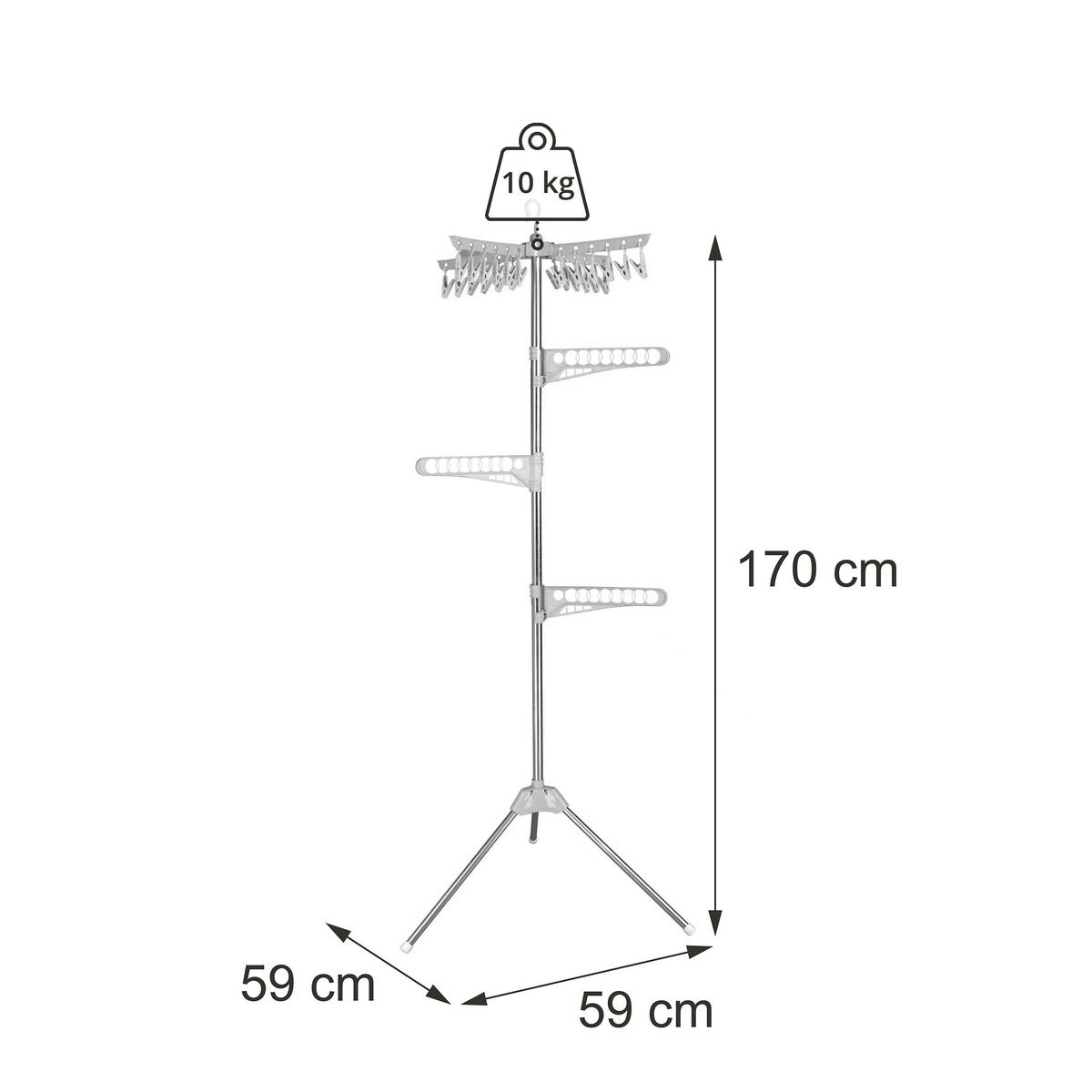 SUŠIAK Biela strieborná skladací na 27 vešiakov - viacfarebná, kov/plast (59/170/59cm) - Relaxdays