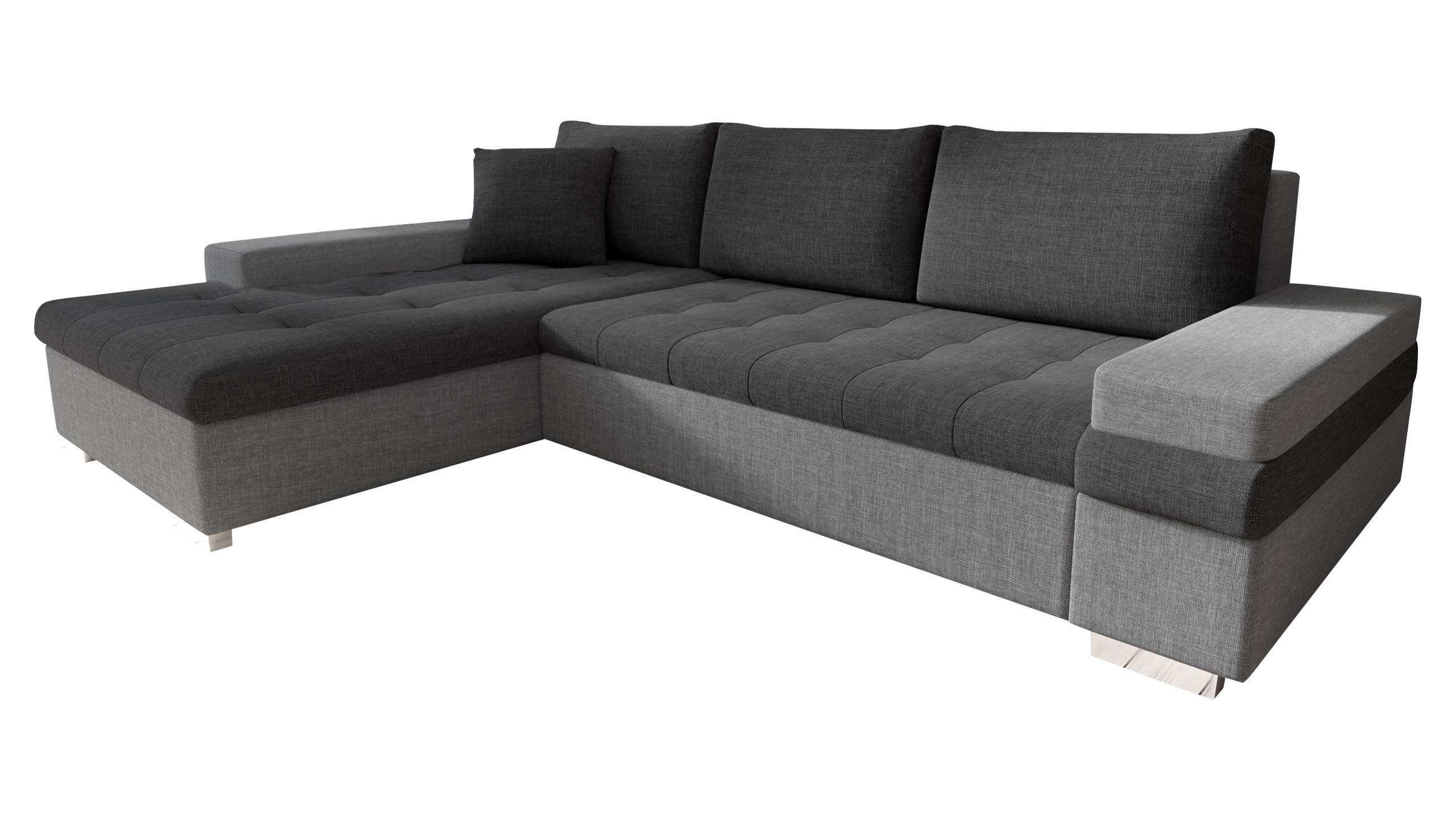 ECKSOFA Bangkok Mini - Greige/Silberfarben, Holz/Textil (274/182cm) - MIRJAN24