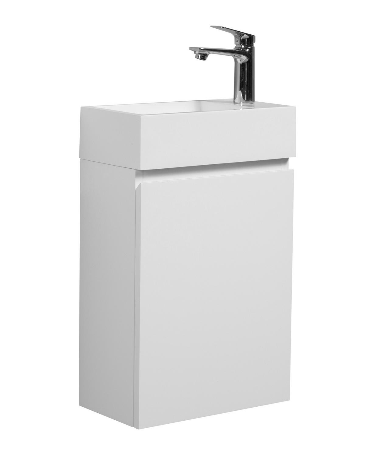 GÄSTE-WC-MÖBELSET Angela 2 Teile Weiß Matt - 40 x 22 x 64 cm - Weiß, Holz (40/52/22cm) - Badplaats