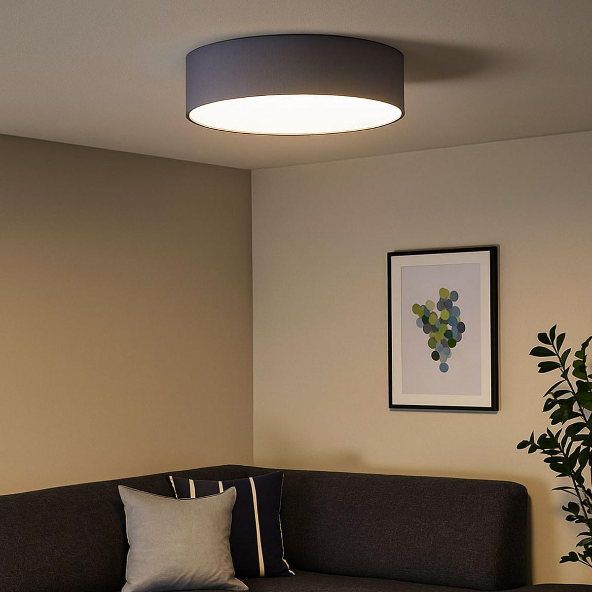 DECKENLEUCHTE Metall Anthrazit Opal - Anthrazit, Metall (40/40/10cm) - Globo Lighting