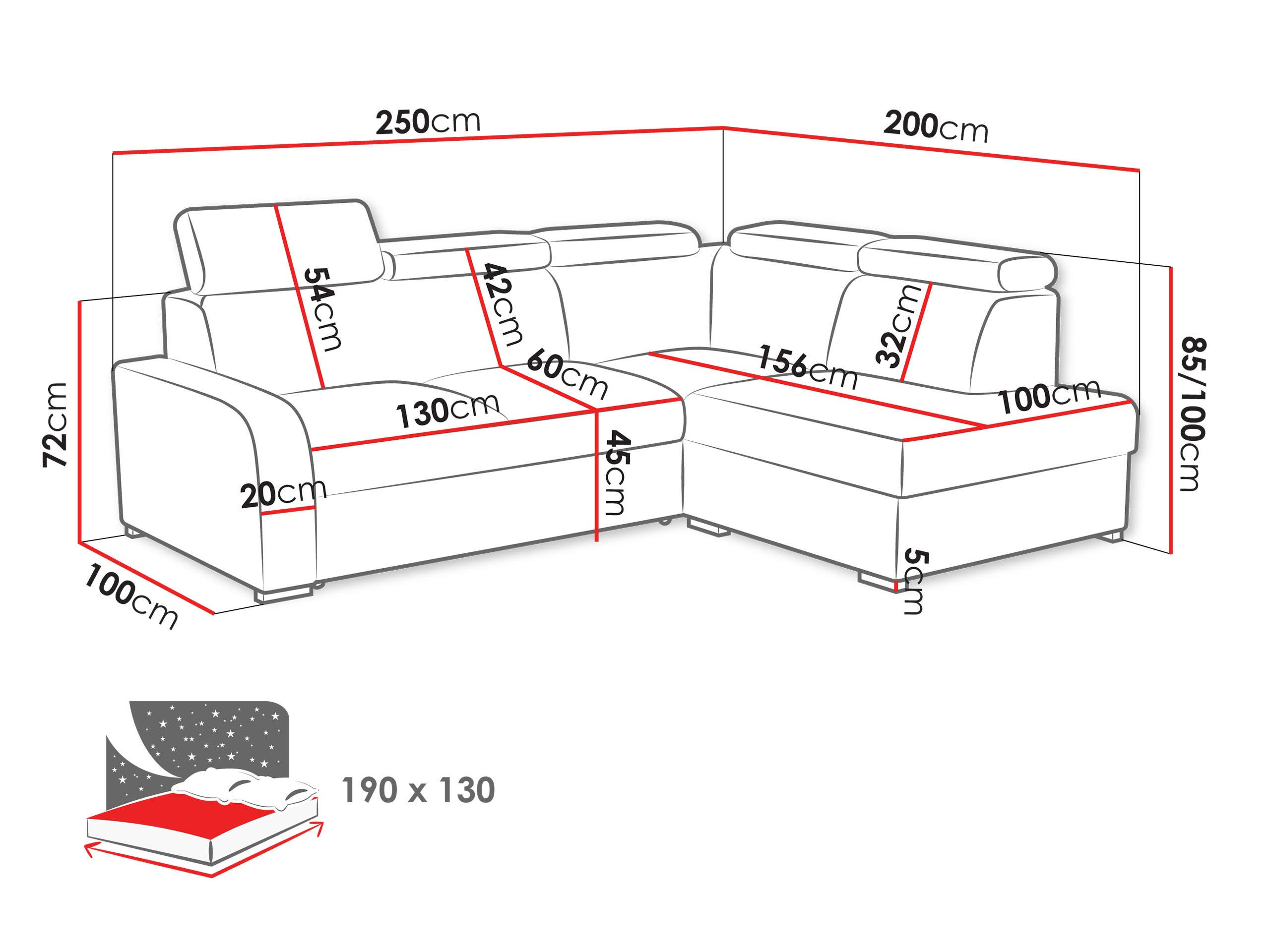 Thumbnail - Mirjan24 Ecksofa, Dunkelblau, Textil, 5-Sitzer, Ottomane rechts,L-Form, 250x200 cm, Wohnzimmer, Sofas & Couches, Wohnlan...