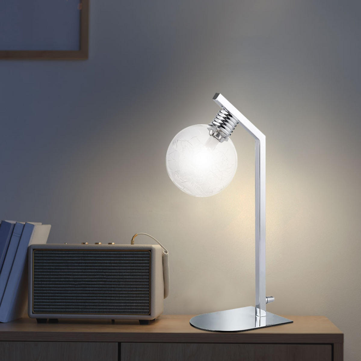 LED TISCHLEUCHTE Fero Chrom Silber - Silberfarben, Glas (21.5/13/40cm) - Wofi