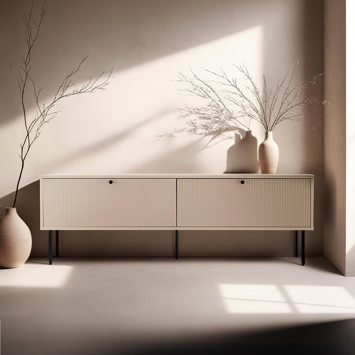 TV-MÖBEL 150 cm, Beige - Beige, Holz (40/50/150cm) - Oviala