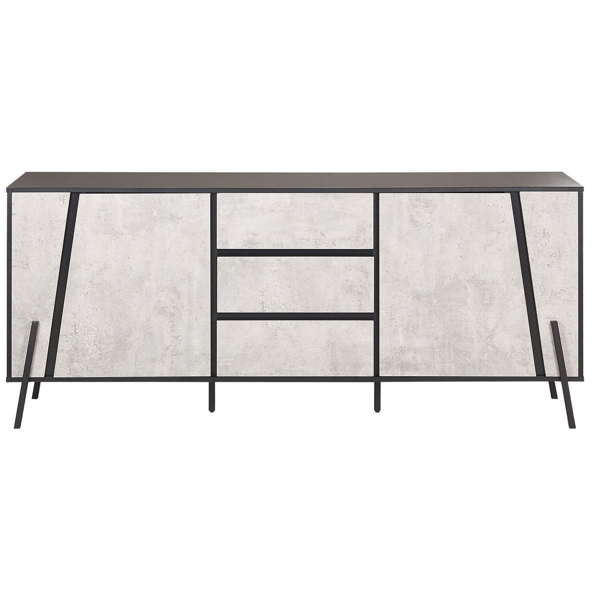 SIDEBOARD mit 2 Türen Grauer Betoneffekt Blackpool - Grau, Holzwerkstoff (177/75/40cm) - Beliani