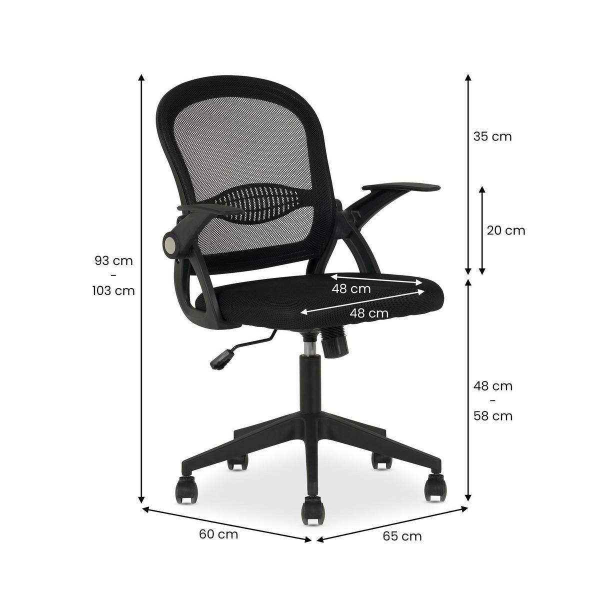 BÜRODREHSTUHL EREN - Schwarz, Textil (63/102/61cm) - IDIMEX