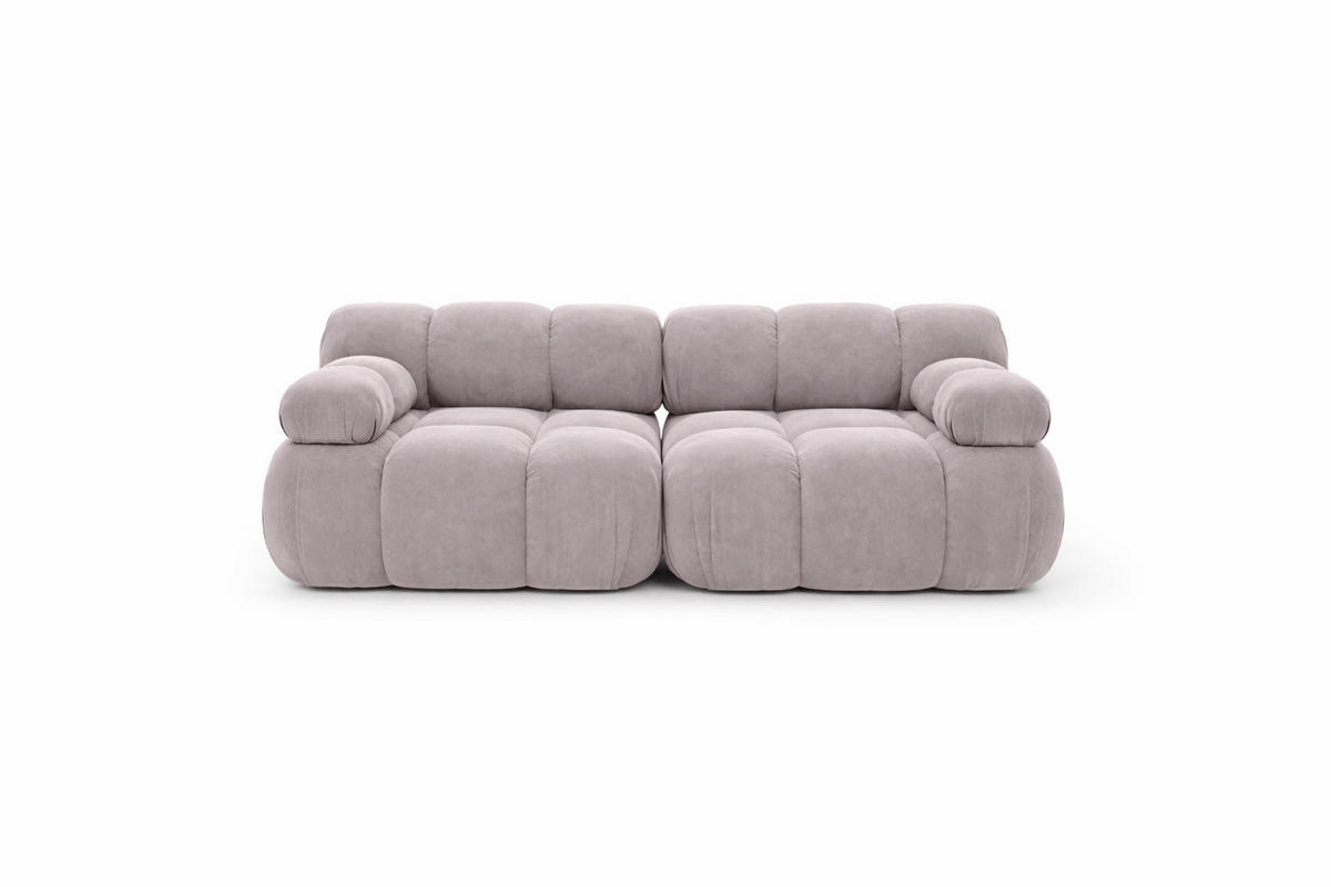 COUCH, 2-Sitzer Modular, Veloursstoff Salvador, Grau, Selia - Grau, Holz (190/70/95cm) - Kaiser Möbel