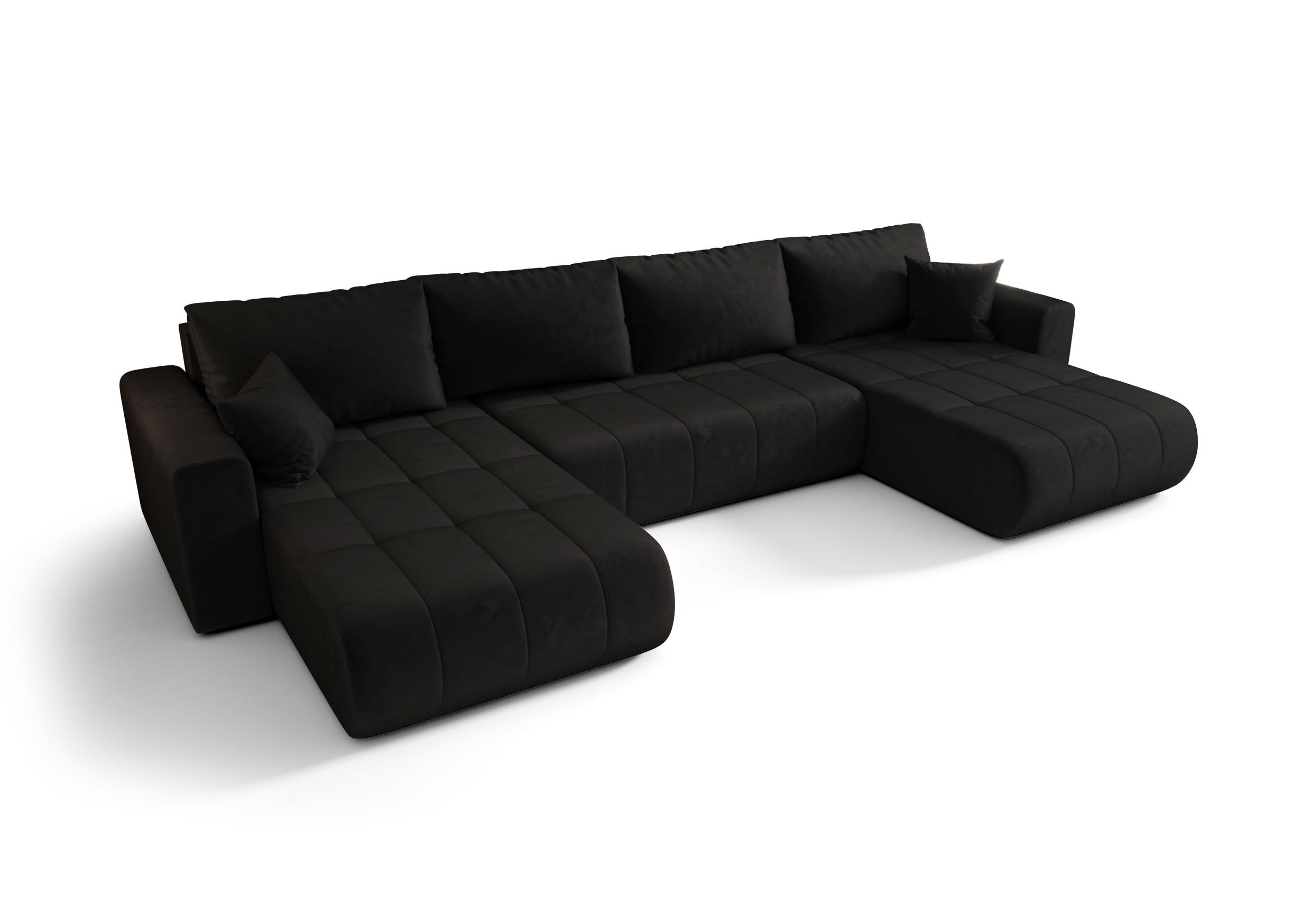 ECKSOFA mit schlaffunktion und bettkasten MILO U, stoff MONOLITH, Anthrazit - Anthrazit, Holz (384/190cm) - Kaiser Möbel