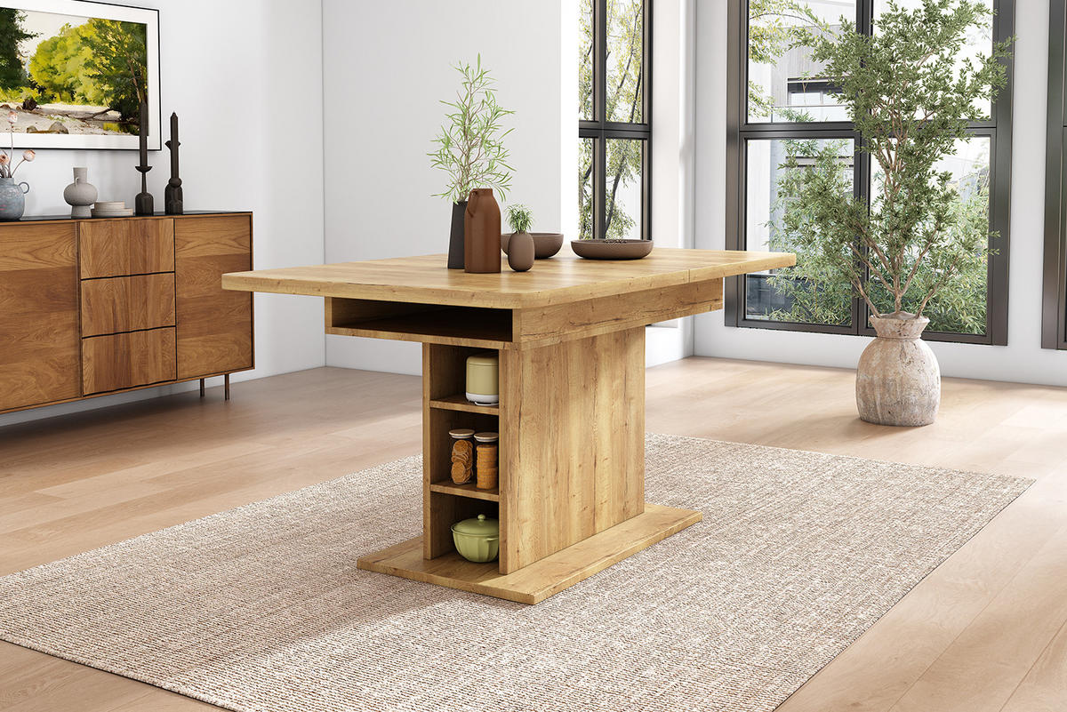 ESSTISCH 110/75/70 cm Natur aus Spanplatte und Metall mit Ausziehfunktion - Naturfarben, Holzwerkstoff (130/70/75cm) - OKMYHOME