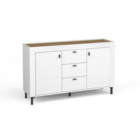 KOMMODE MONI 06 in Weiß / Eiche Whiskey matt 137/84/40 cm - Weiß, Holzwerkstoff (137/84/40cm) - Deine Möbel 24