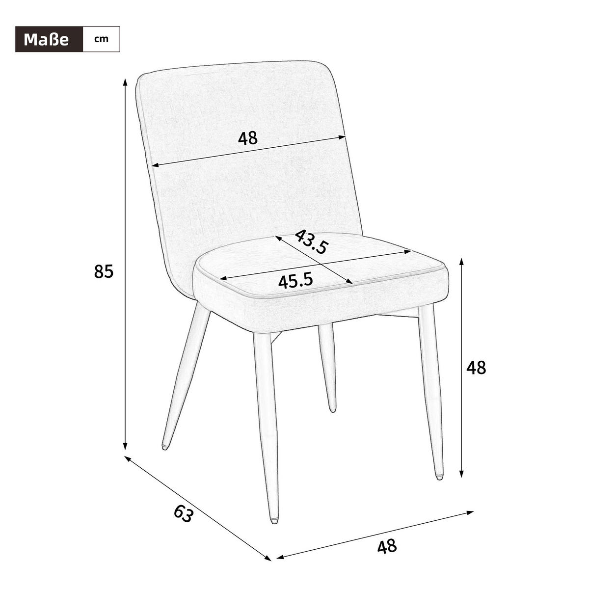 ESSZIMMERSTÜHLE 4er Samt modern dunkelblau bequem - Dunkelblau, Textil (48/85/63cm) - FLIEKS