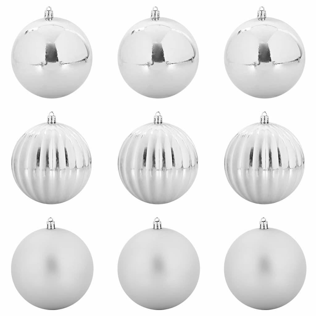 WEIHNACHTSKUGELSET XL 9 -teilig 15/15/15 cm Silber Kunststoff - Silberfarben, Kunststoff (15/15/15cm) - vidaXL