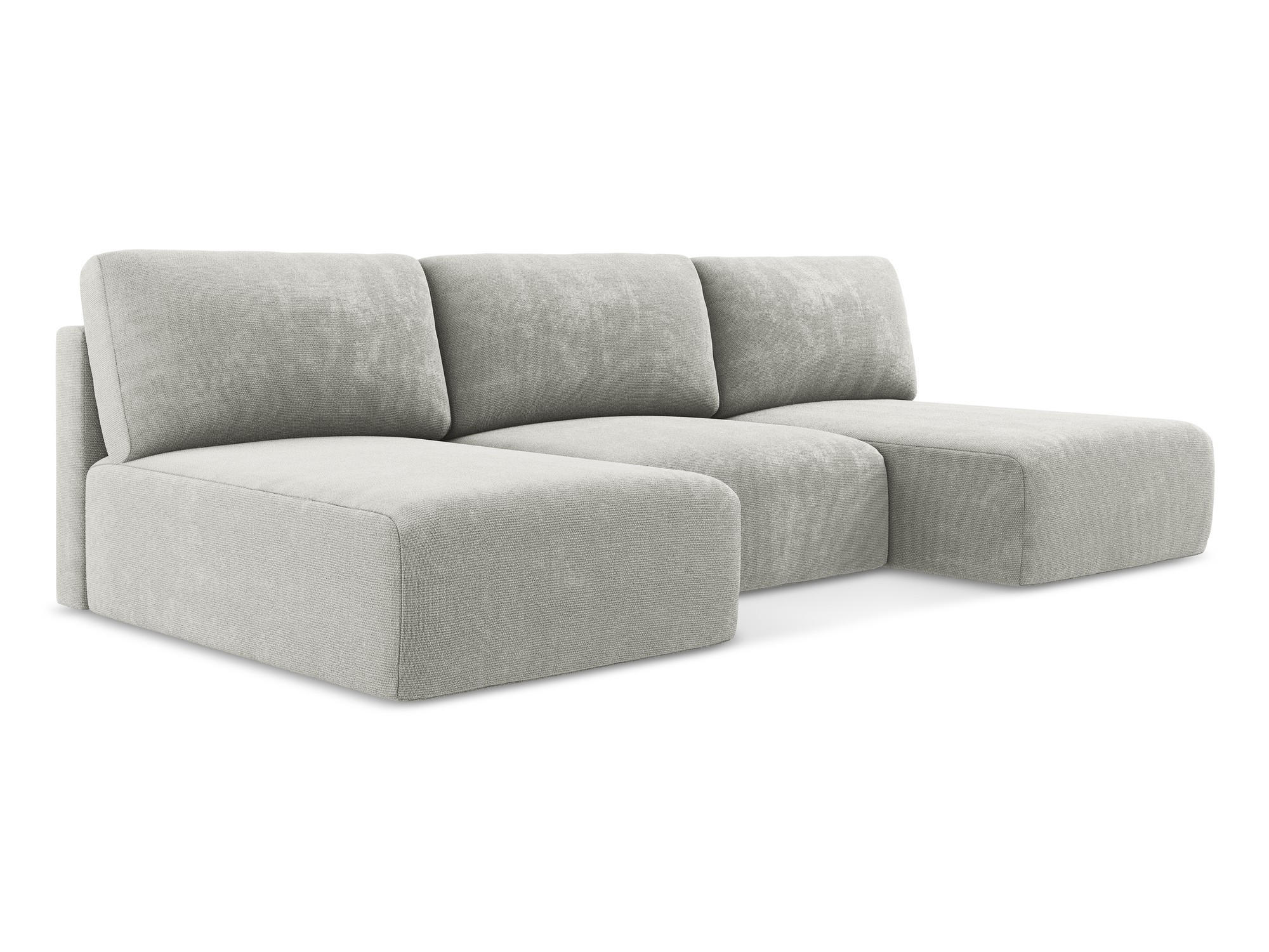 WOHNLANDSCHAFT Chenille Stoff Grau - Hellgrau/Schwarz, Kunststoff/Textil (304/79/149cm) - Makamii