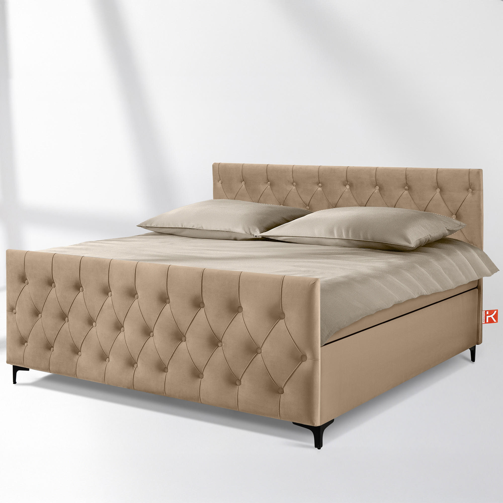 POLSTERBETT ARDEA, Dunkelbeige - Hellbraun/Schwarz, Holz/Holzwerkstoff (180/200cm) - KONSIMO®