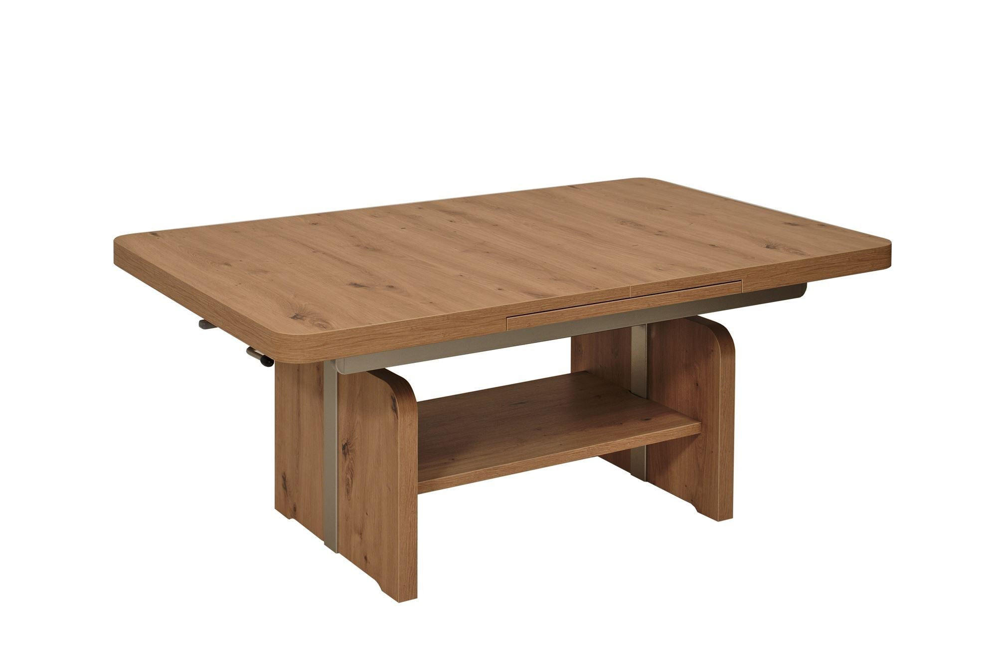 FUNKTIONSTISCH ausziehbar Casta 130( 180) x 80 x 56-75 Couchtisch Wildeiche - Braun, Holz (130/80/56cm) - 58aufmkessel