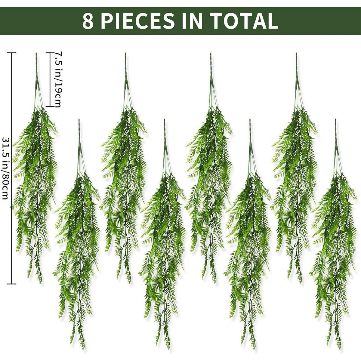 HÄNGEPFLANZEN 8-teiliges Set 83 cm - Grün, Kunststoff (80cm)