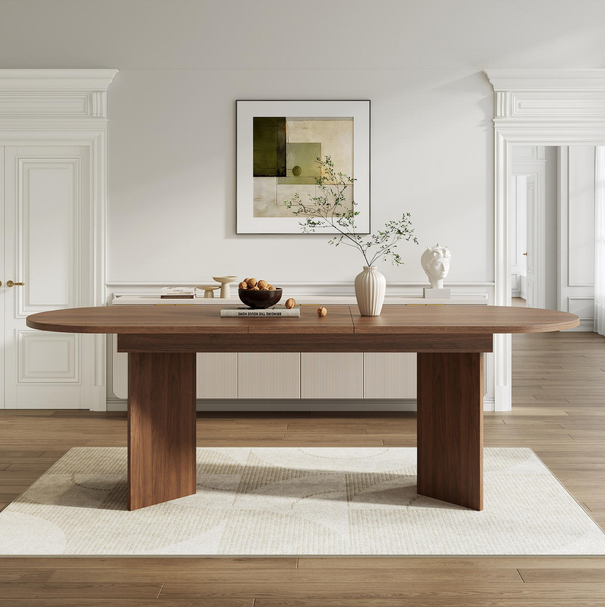 ESSTISCH 160/200/90 cm in Nussbaum ausziehbar mit abgerundeten Ecken - Walnussfarben, Holzwerkstoff (200/90/75cm) - Flora Grace