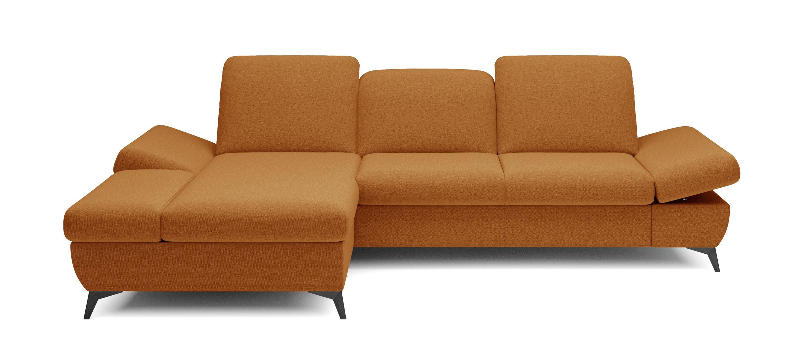 ECKSOFA FELICE L-S Orange Geflochtener Stoff mit Schlaffunktion - Orange, Holz (284/166cm) - MASSENO