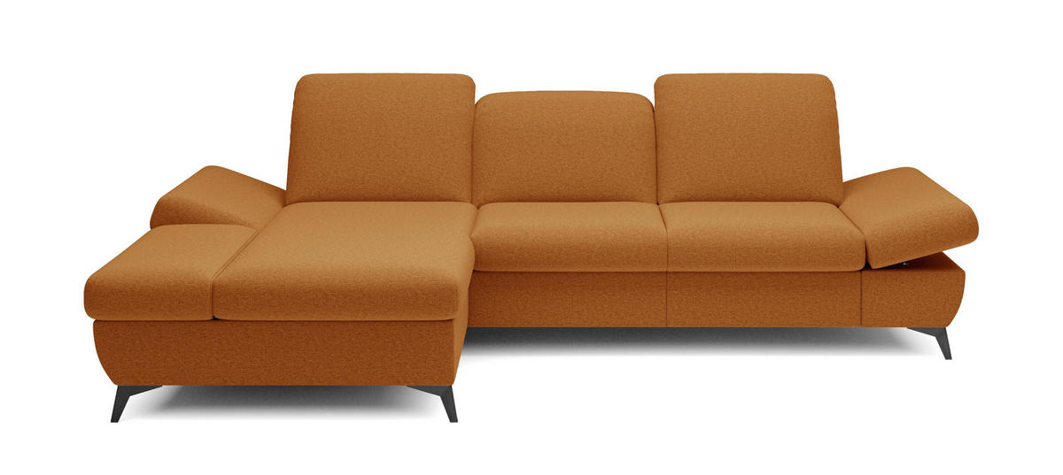 ECKSOFA FELICE L-S Orange Geflochtener Stoff mit Schlaffunktion - Orange, Holz (284/166cm) - MASSENO