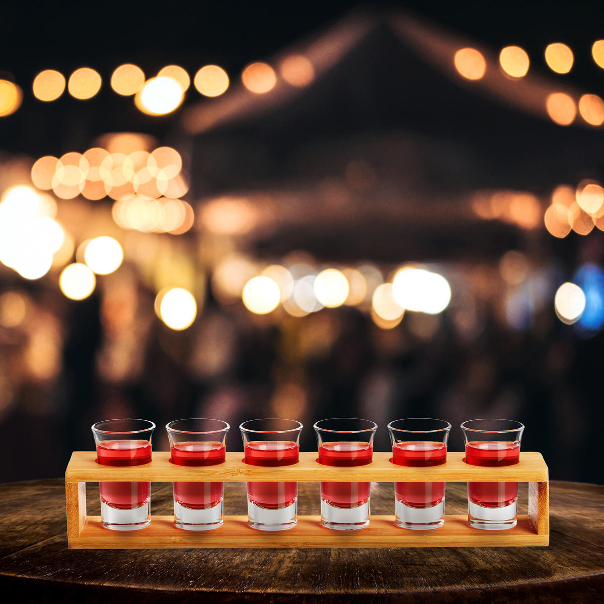 SCHNAPSBRETT - Hellbraun, Glas/Holz (0.04L) - Relaxdays