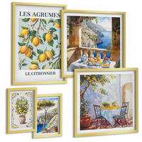 BILDER SET 5er Set - 50x50 cm & 20x30 cm & 40x60 cm Goldrahmen - Küchenkräuterpflanzen Beschriftungen - Goldfarben, Kunststoff (40/60cm) - TULUP