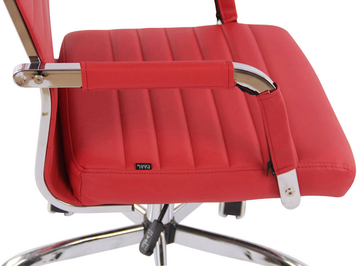 BÜROSTUHL Amadeus, Kunstleder Rot - Rot, Textil/Metall (51/106/63cm) - TPFLiving