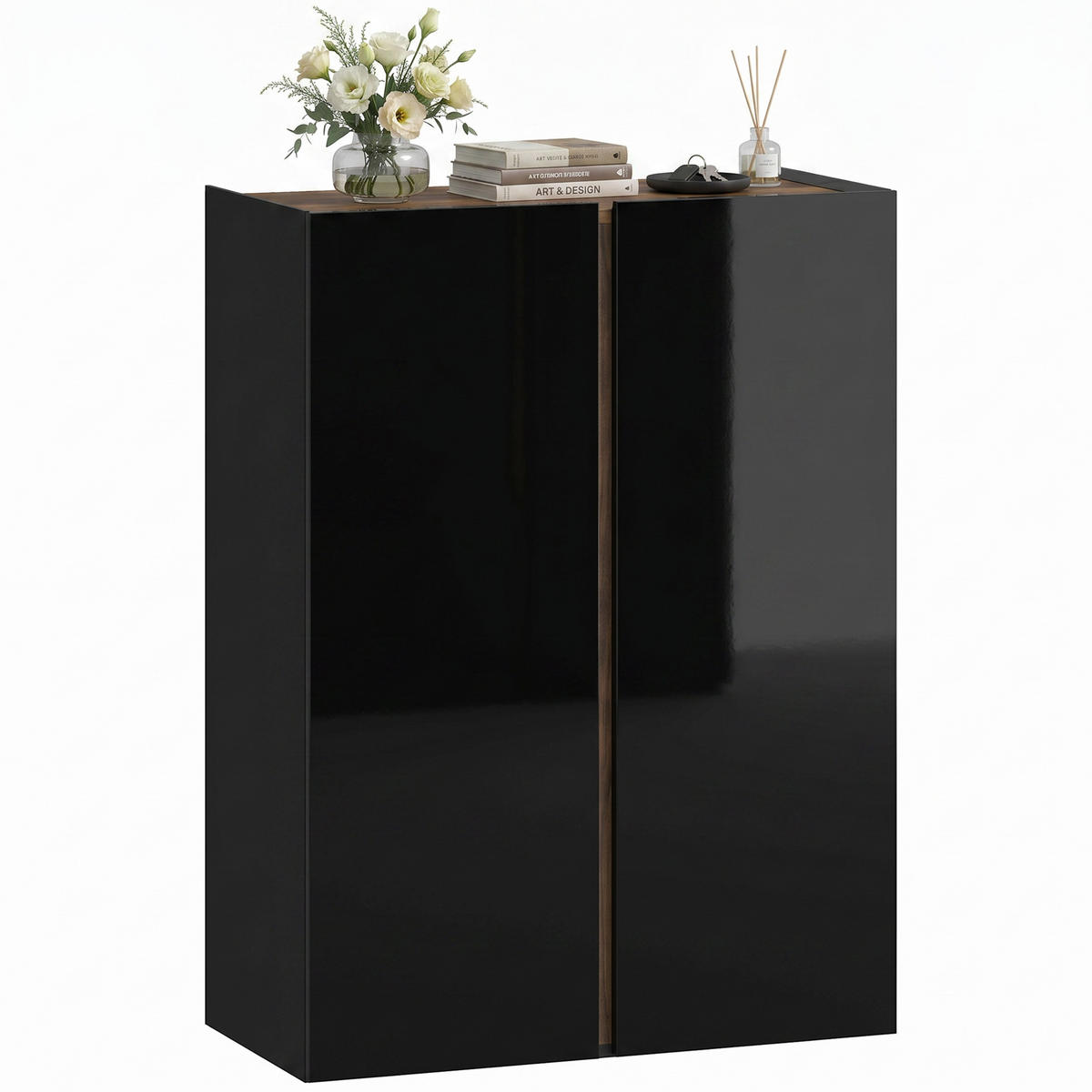 SCHUHSCHRANK Schwarz Hochglanz 33.5/70.0/95.0 cm - Schwarz Hochglanz, Holzwerkstoff (70/95/33.5cm)