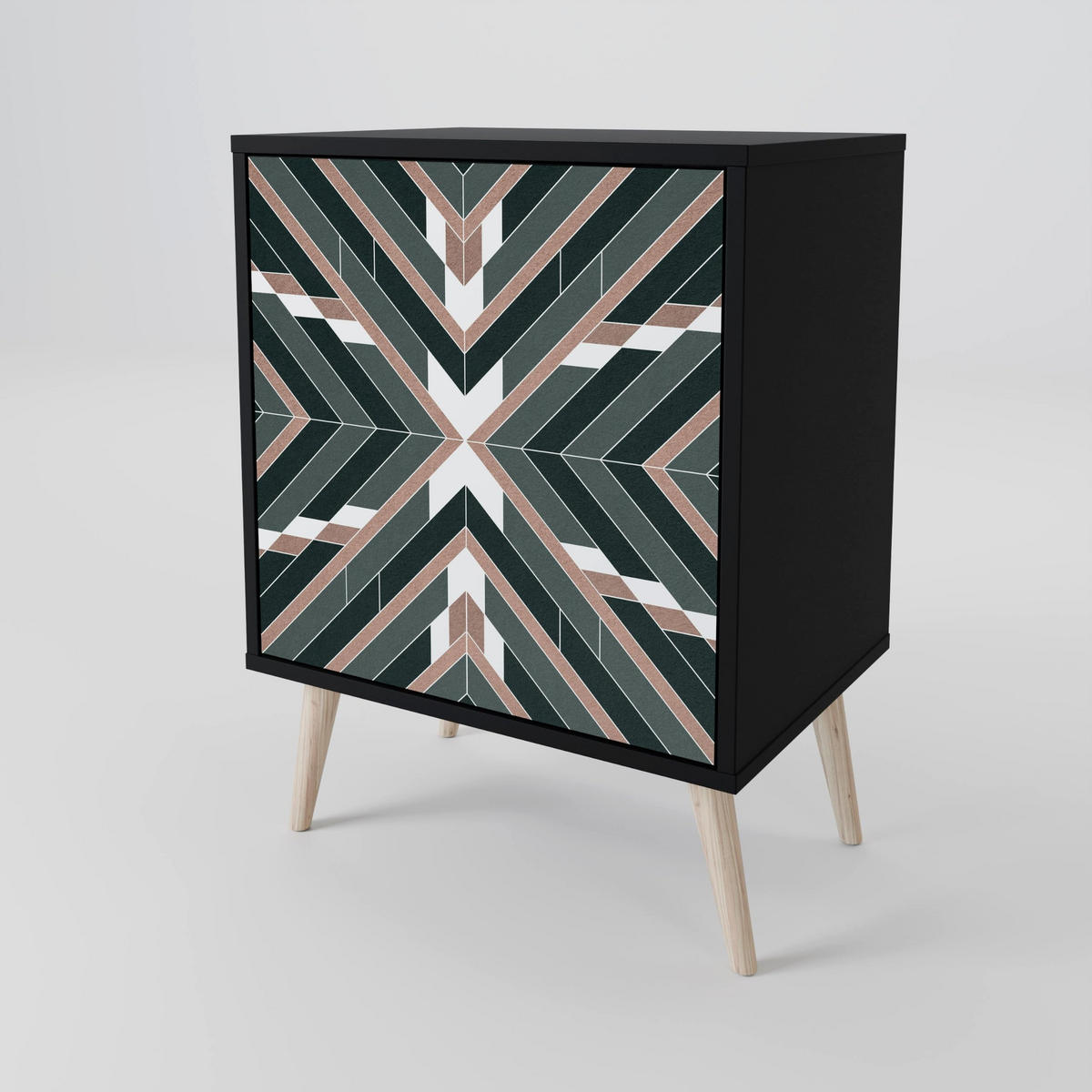 SIDEBOARD DIMENSION DELIGHTS, Schwarz, 57,5x42x70,5 cm, Schwarze Metall-Sternfüße - Multicolor/Schwarz, Holzwerkstoff/Metall (57.5/70.5/42cm) - SpaceRebels