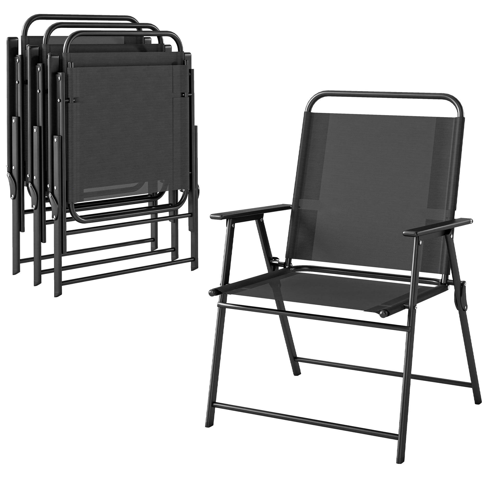 GARTENSTUHL DE-17796 4er Set klappbar mit Armlehnen Schwarz - Schwarz, Metall (60/94/65cm) - ComfortXL