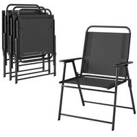 GARTENSTUHL DE-17796 4er Set klappbar mit Armlehnen Schwarz - Schwarz, Metall (60/94/65cm) - ComfortXL