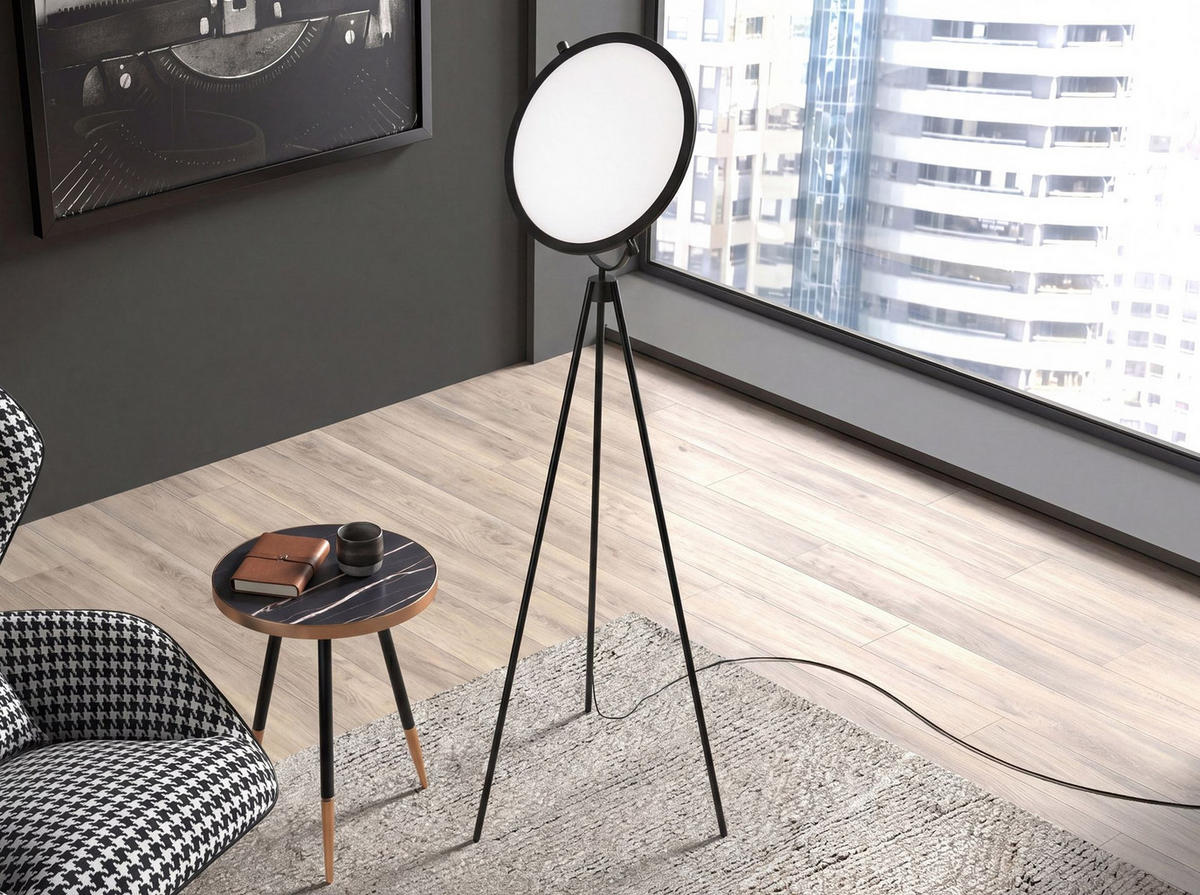 STELEUCHTE aus schwarzem Stahl 50/60/170 cm - Schwarz, Metall (60/50/170cm) - The Lumine