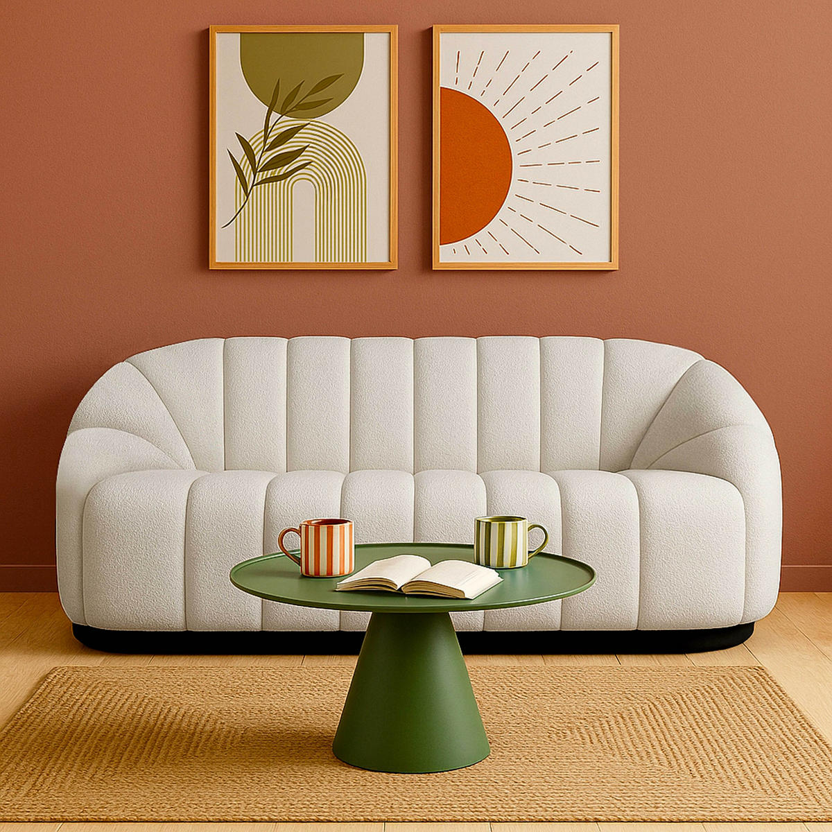 SOFA 3-Sitzer, Weiß - Weiß, Textil (96/83/215cm) - Oviala
